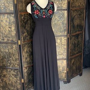 Caite black embroidered bodice maxi dress